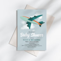 Baby Boy Cute Blue Airplane Travel Baby Shower