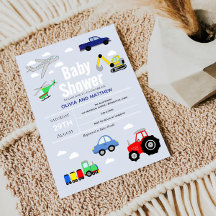 Baby Boy Cute Blue Car Train Travel Baby Shower