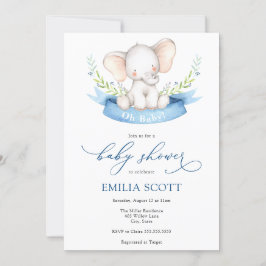 Invitación Baby Boy Elephant Baby Shower