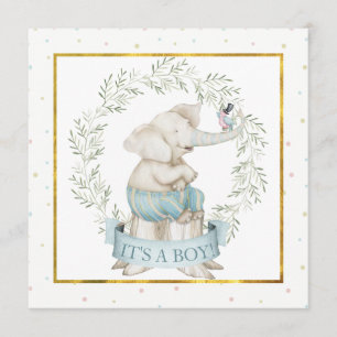 Invitación Baby Boy Elephant Baby Shower