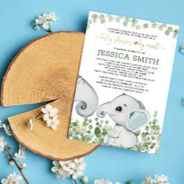 Invitación Baby Boy Elephant Baby Shower Por Correo