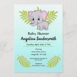 Invitación Baby Boy Elephant Blue Ombre Cumbre Baby Shower