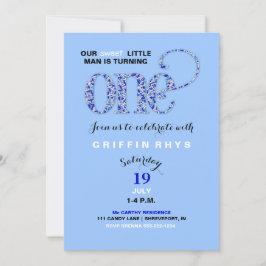 Invitación Baby Boy First Birday Blue Sprinkles