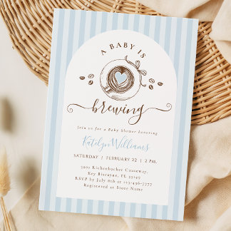 Invitación Baby Boy Is Brewing Coffee Baby Shower Invitation