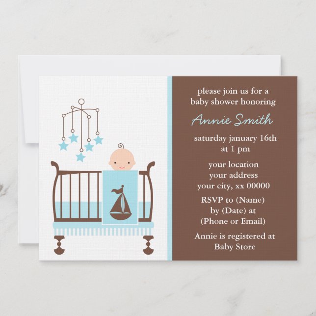 Invitación Baby Boy Nursery Baby Shower (Anverso)