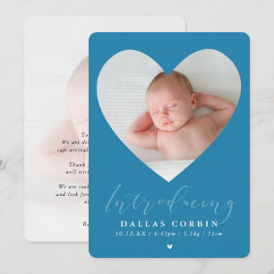 Invitación BABY BOY presentando foto lindo marco de corazón a