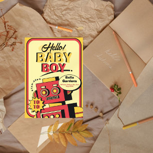 Invitación Baby Boy Retro Toys Baby Shower
