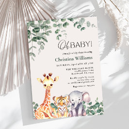 Invitación Baby Boy Safari Animals Baby Shower