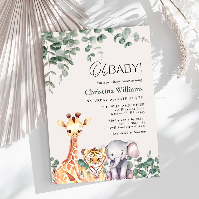 Invitación Baby Boy Safari Animals Baby Shower (Subido por el creador)