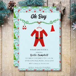 Invitación Baby Boy Santa Outfit Baby Shower
