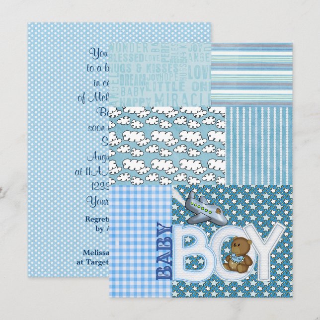 Invitación Baby Boy Shower (Anverso / Reverso)