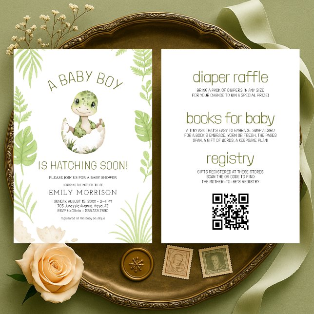 Invitación Baby Boy Shower Dinosaur All in One (Subido por el creador)