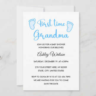 Invitación Baby Boy Shower First Time Grandma