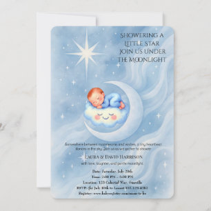 Invitación Baby Boy Shower Invitan a la Moonlight Stars Water
