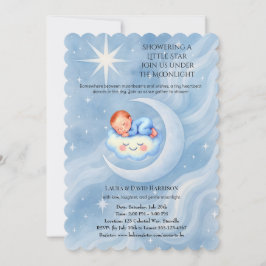 Invitación Baby Boy Shower Invitan a la Moonlight Stars Water