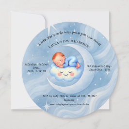 Invitación Baby Boy Shower Invitan a la Moonlight Stars Water