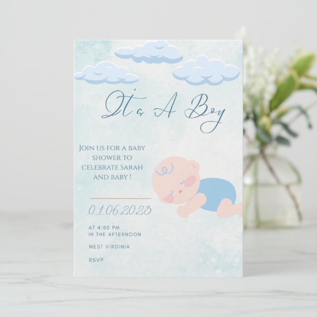 Invitación Baby boy Shower Invitation  (Anverso de pie)