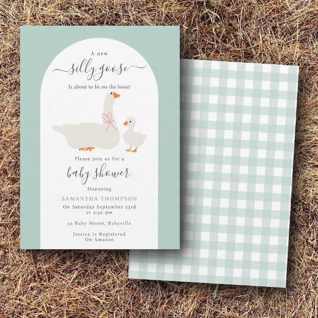 Invitación Baby Boy Silly Goose en el Baby Shower de la Pérdi (Baby Boy Silly Goose on the Loss Baby Shower Invitation)