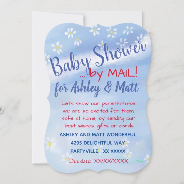 Invitación Baby Boy Soft Daisies Watercolor Baby Shower (Anverso)