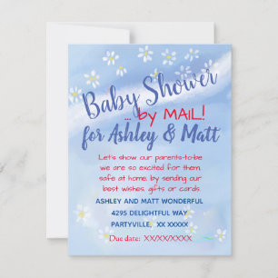Invitación Baby Boy Soft Daisies Watercolor Baby Shower