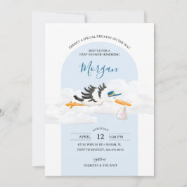 Invitación Baby Boy Special Delivery Stork Baby Shower