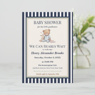 Invitación Baby Boy Teddy Bear Baby Shower Invitation 