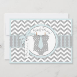 Invitación Baby Boy Tie Chevron Print Baby Shower