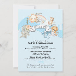 Invitación Baby Boy Watercolor Blue Baby Shower
