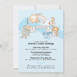 Invitación Baby Boy Watercolor Blue Baby Shower