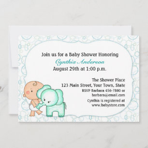 Invitación Baby Boy y Elephant Baby Shower