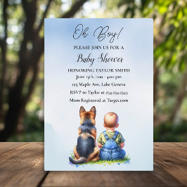 Invitación Baby Boy y su alemán Shepherd Puppy Baby Shower