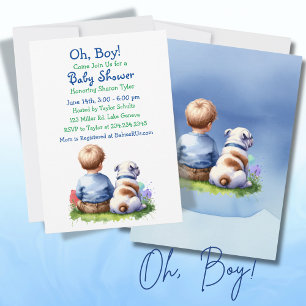 Invitación Baby Boy y su Baby Shower Bulldog
