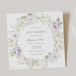 Invitación Baby Breath and Purple Roses Baby Shower