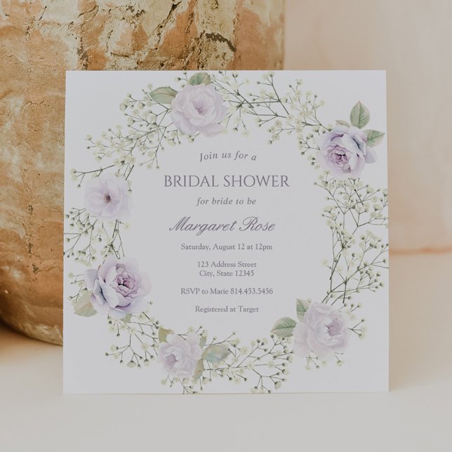 Invitación Baby Breath and Purple Roses Bridal Shower (Subido por el creador)