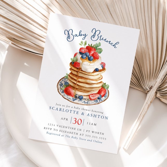 Invitación Baby Brunch Pancake Stack Vintage Baby Shower (Subido por el creador)