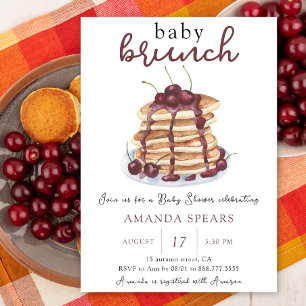 Invitación Baby Brunch Pancakes Sweet Cherry Baby Shower