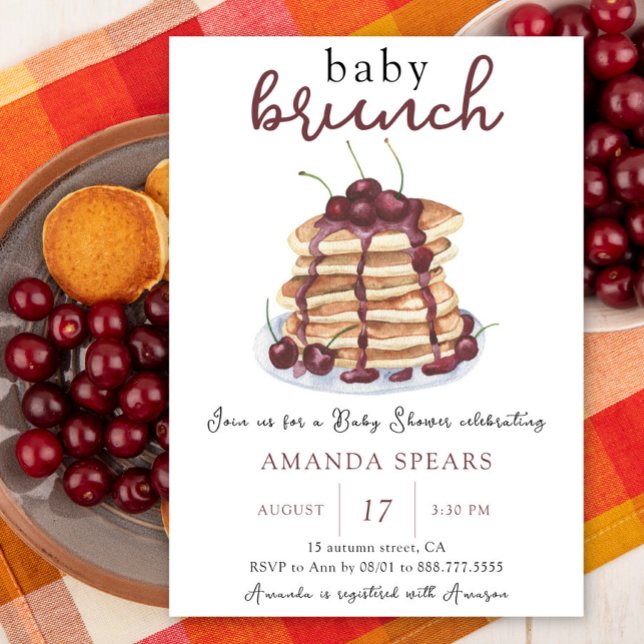 Invitación Baby Brunch Pancakes Sweet Cherry Baby Shower (Subido por el creador)