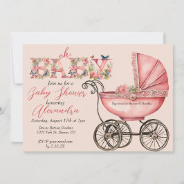 Invitación Baby Buggy Chica Baby Shower