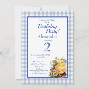 Invitación Baby Chick Boys Blue Birthday Party