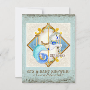 Invitación Baby Circus Fantasy Seahorse Carousel Vintage