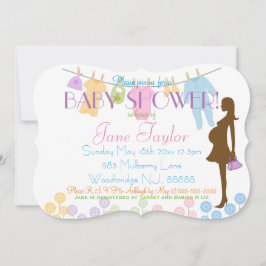 Invitación Baby Clothesline and Silhouette Baby Shower