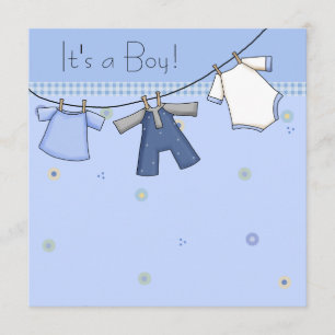 Invitación Baby Clothesline Baby Boy Clothesline Baby Shower