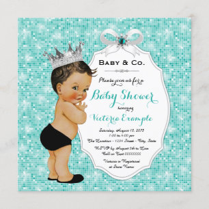 Invitación Baby & Co Negro Azul Teal Étnico Niño Baby Shower