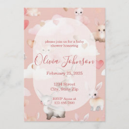 Invitación Baby Cupid Animals Baby Shower Invitation