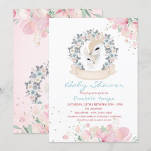 Invitación Baby Deer Floral Drive By Baby Shower
