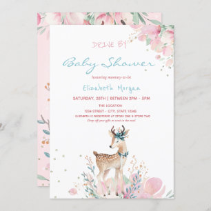 Invitación Baby Deer Floral Drive Por Baby Shower