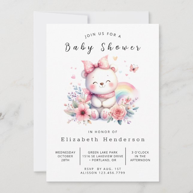 Invitación Baby Digital Bear Baby Shower (Anverso)