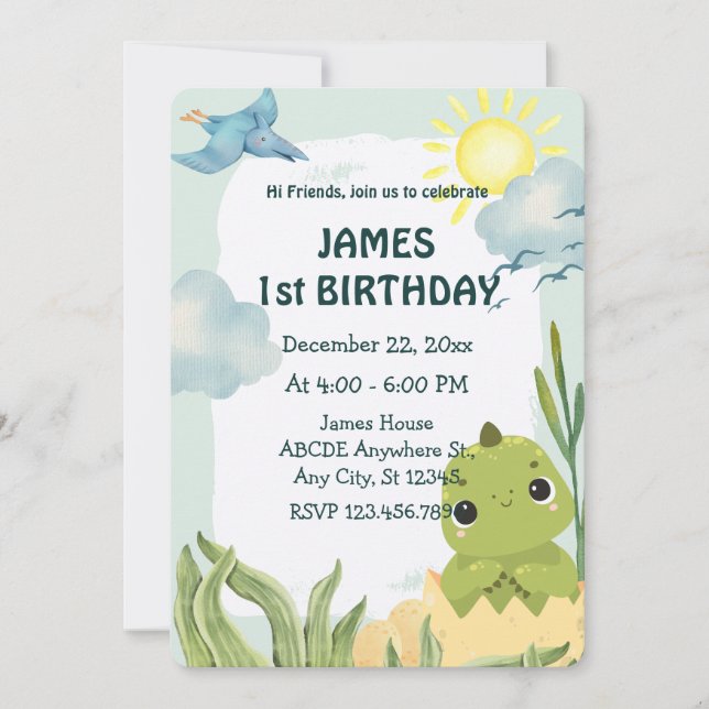 Invitación Baby Dino (Anverso)