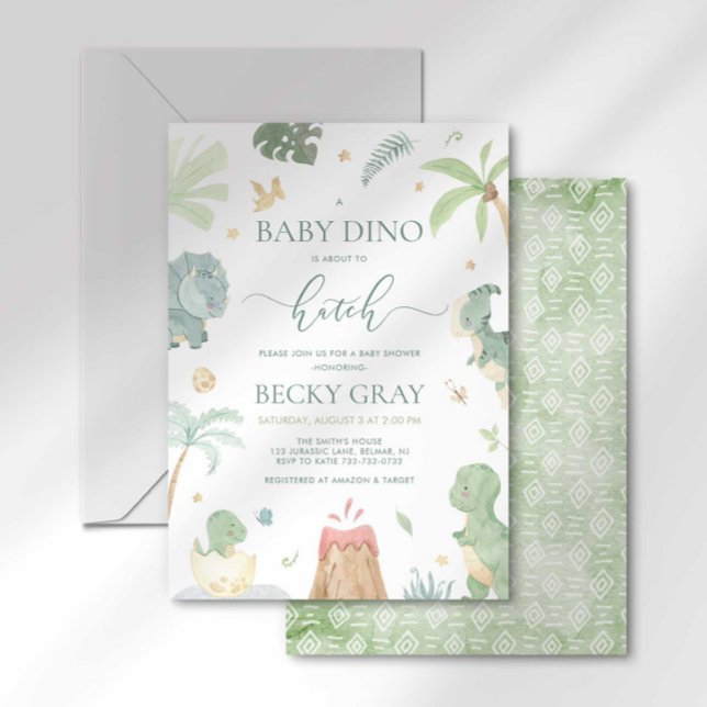 Invitación Baby Dino Baby Shower Invitation (Subido por el creador)