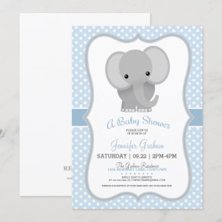 Invitación Baby Elephant (azul) Baby Shower